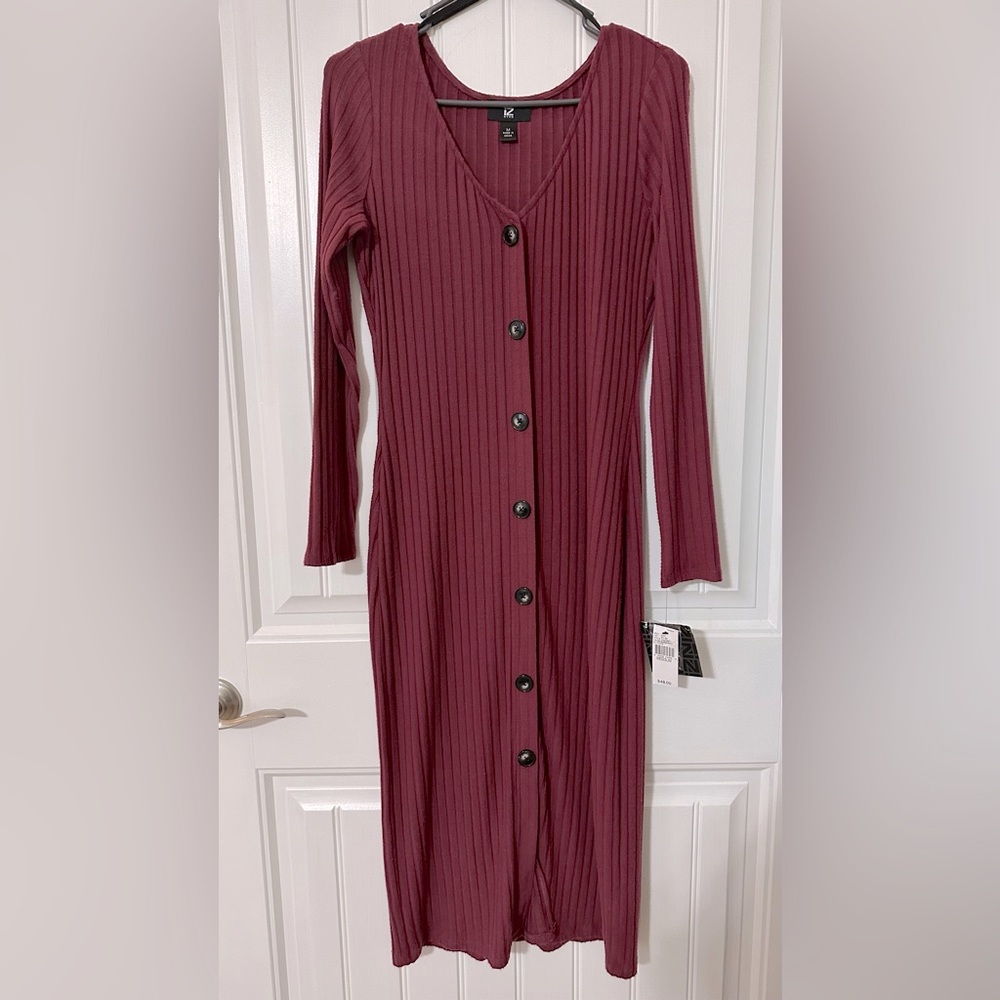 Maroon Medium IZ Byer Button Up Dress